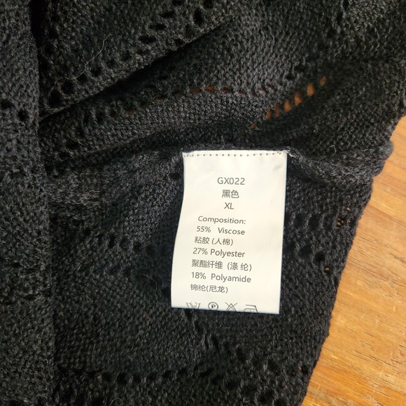 Women's Crochet Black V-Neck Sleeveless Dress Elastic Waist Open Knit‎ XL Beach - Picture 9 of 11